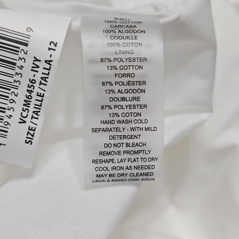 Vince Camuto Women Shirt Dress Size 12 Fit Large New White Elastic Waist Button - Picture 13 of 15